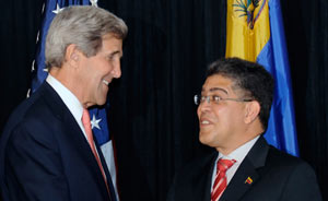 US Secretary of State John Kerry with Foreign Venezuela Minister Elias Jaua