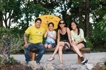 Family enjoys the Sushi and Stroll Summer night at the Morikami Japanese Museum